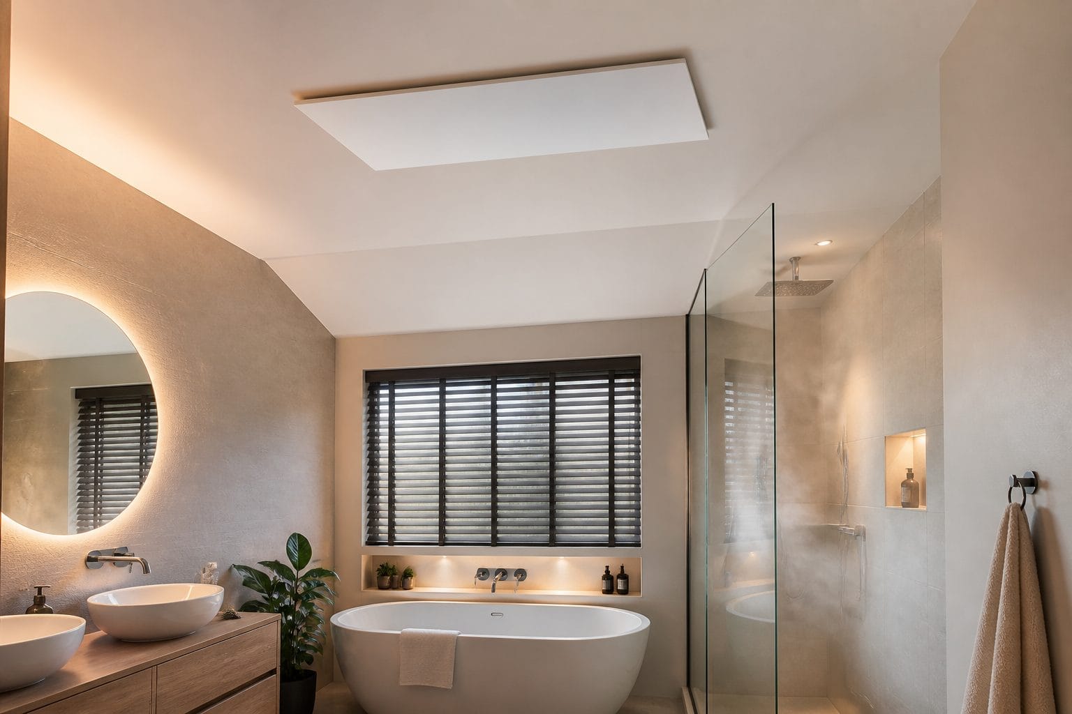 Milano HT IP54 infrarood paneel in badkamer plafond