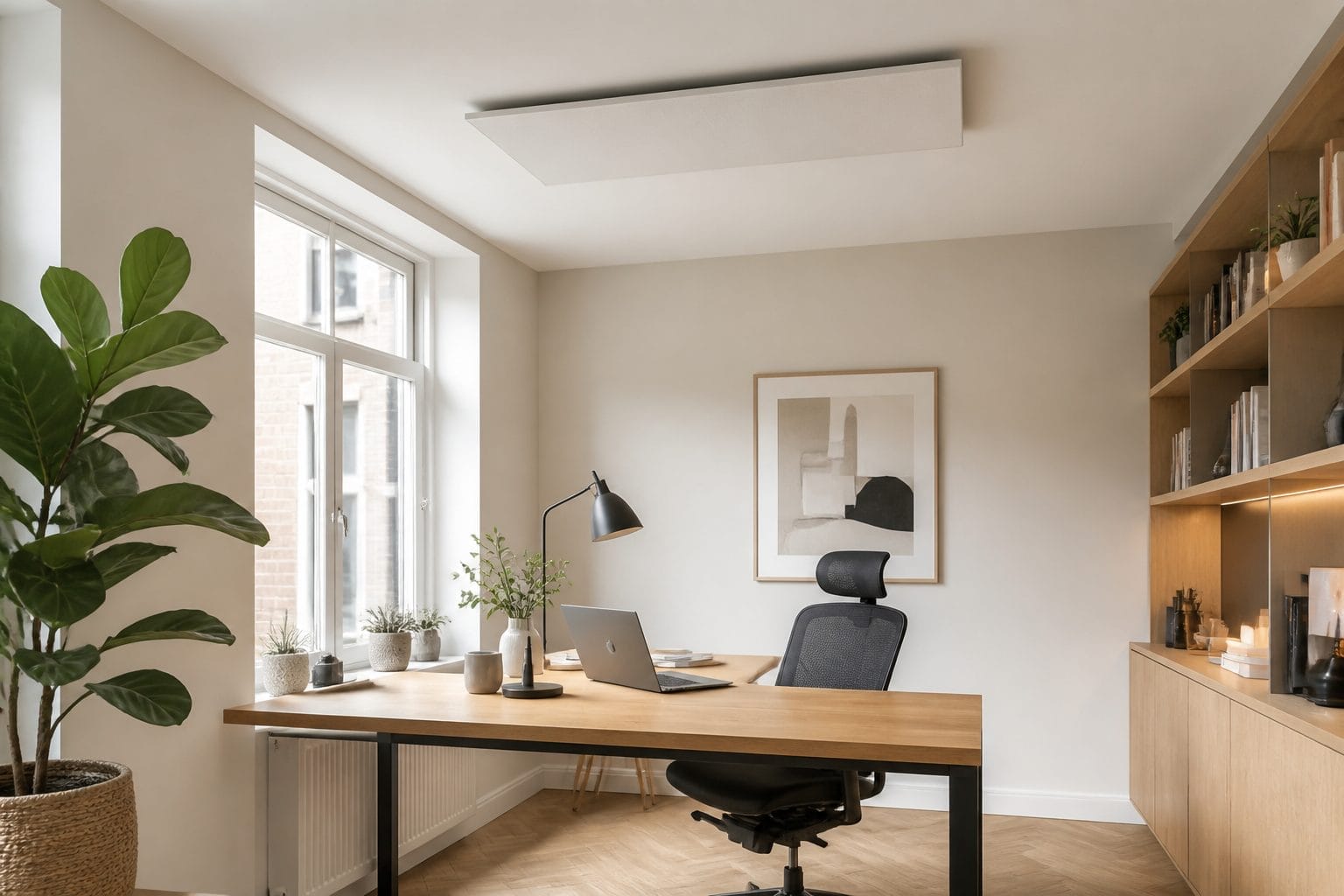 Milano HT infrarood verwarming boven thuiskantoor
